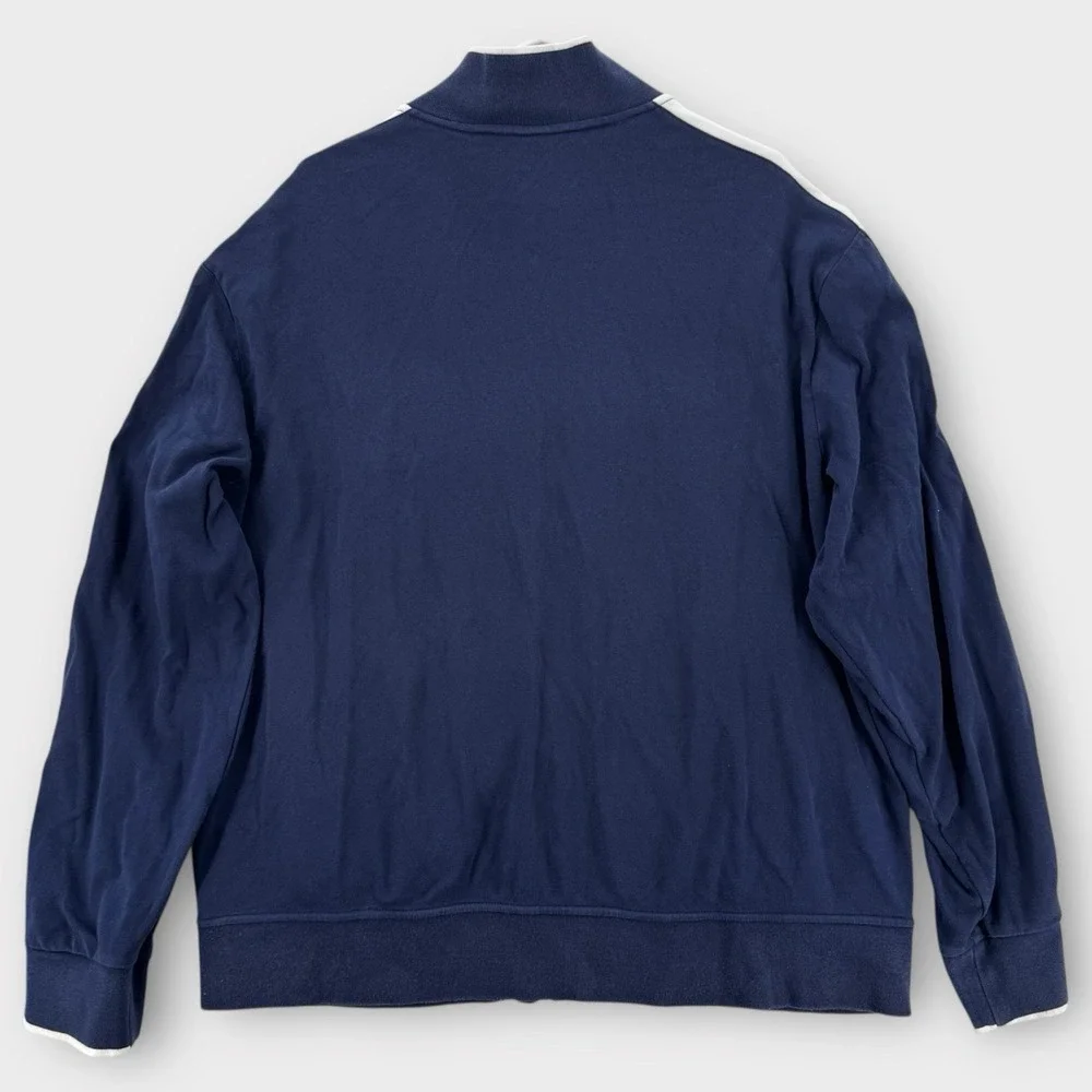 Polo Ralph Lauren Track Jacket‎ Mens XXL Navy Blue Red Logo Stripe Zip Up Cotton